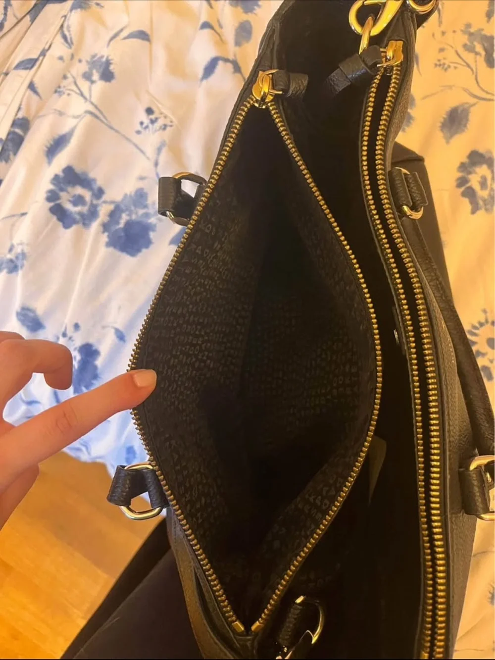 kate spade Black Pebbled Leather Tote with Gold Hardware